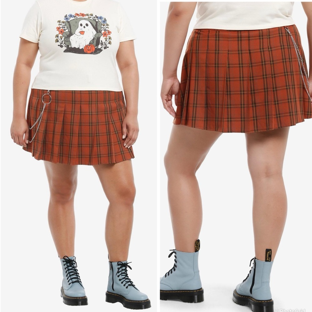 Plaid Mini Skirt in Rust Orange - Women's- HOT TOPIC